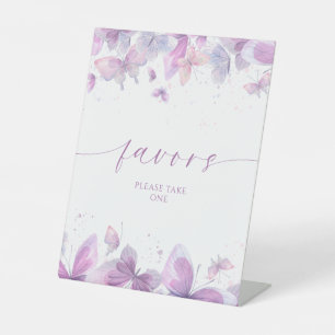Purple Butterflies Favours Pedestal Sign