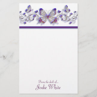 Purple Butterflies - From the desk of.. Stationery