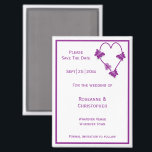 Purple Butterflies Heart Design Wedding Magnet<br><div class="desc">Wedding save the date magnet butterfly heart design. Customise this purple coloured wedding save the date magnet with your wedding details. Should you require any help with customising then contact us through the link on this page. Purple coloured butterfly and heart design personalised wedding save the date magnet</div>