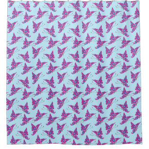 Purple Butterflies on Light Blue, Butterfly Print
