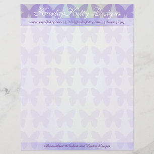 Purple Butterflies Personalized Letterhead