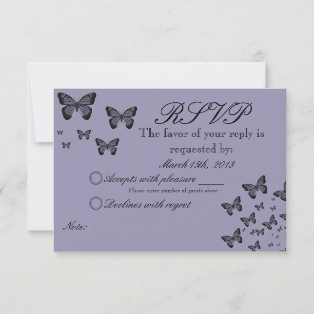 Purple Butterflies RSVP Card (Front)