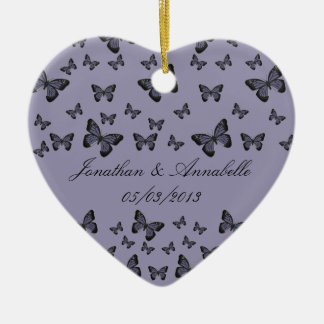 Purple Butterflies Save The Date Ceramic Ornament