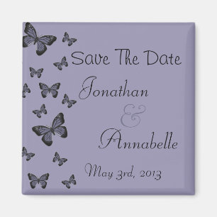 Purple Butterflies Save The Date Magnet