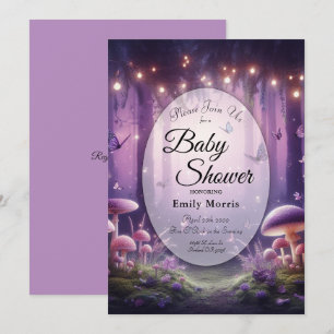 Purple Butterflies Starlit Skies Baby Shower Invitation
