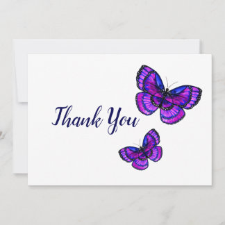 Purple Butterflies Thank You Card