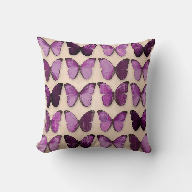 Purple Butterflies Throw Pillow (Front)