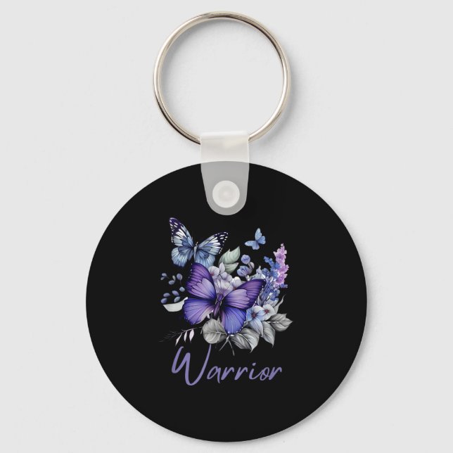 Purple Butterflies Warrior Suicide Prevention Awar Keychain (Front)