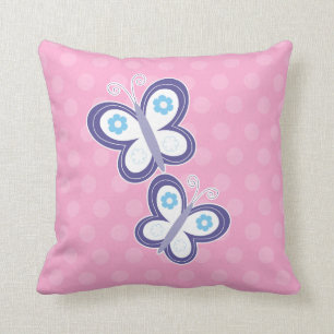 Purple Butterflies with Pink Dots Pillow