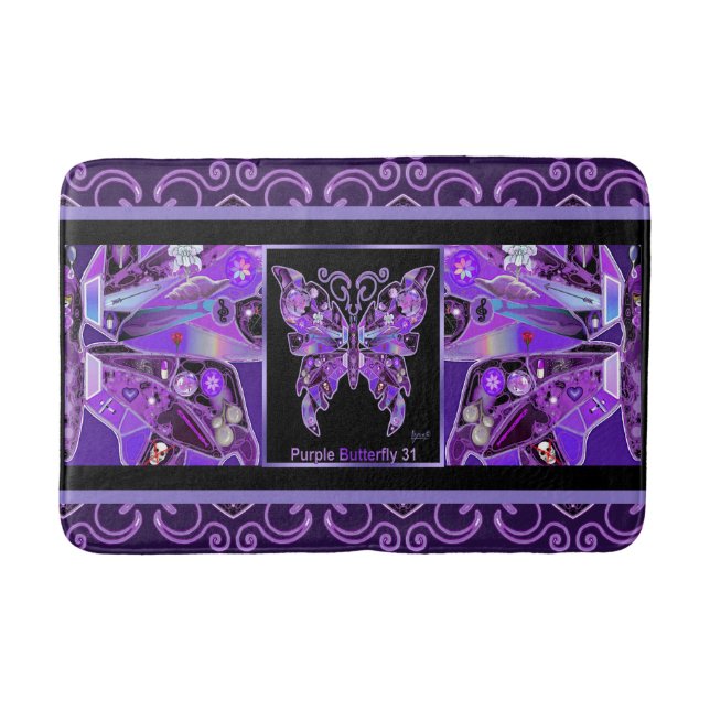 Purple Butterfly 31 Bath Mat (Front)
