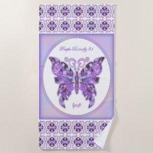 Purple Butterfly 31 Beach Towel