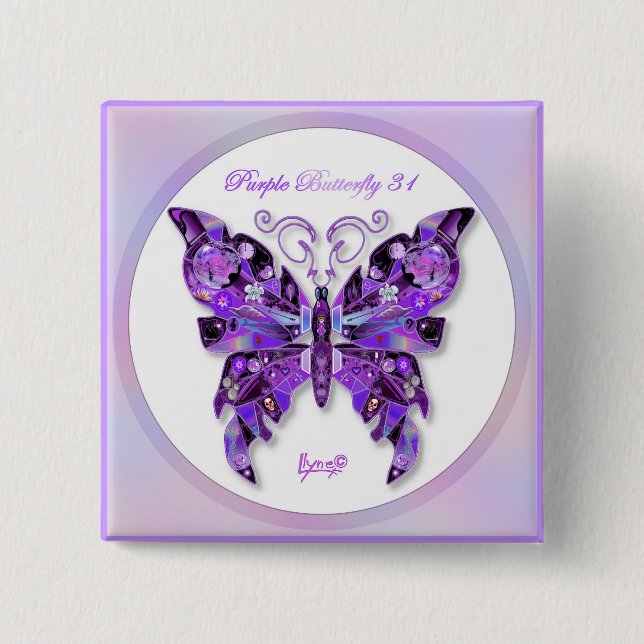 Purple Butterfly 31 Button (Front)