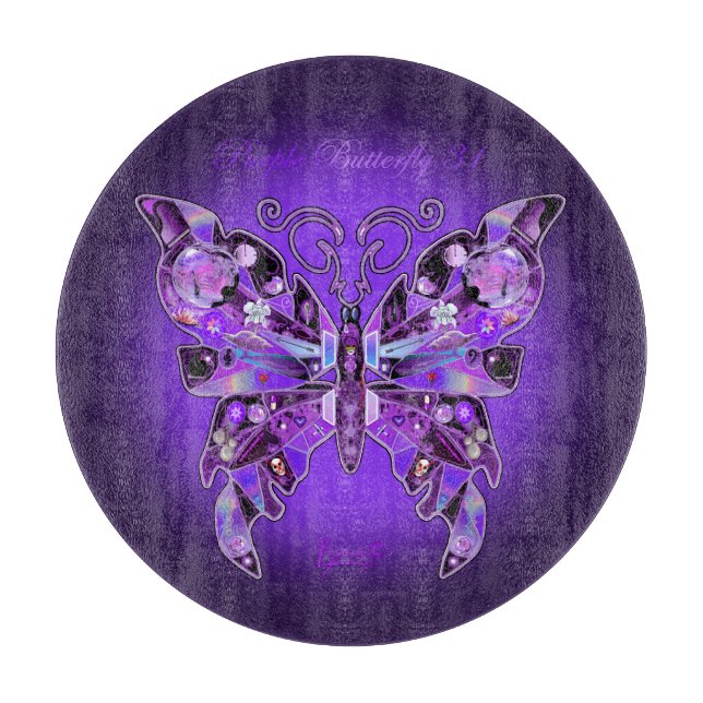 Purple Butterfly 31 Cutting Board (Front)