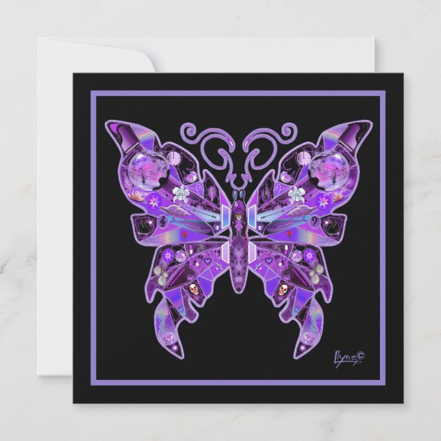 Purple Butterfly 31 Flat Greeting Card (Front)