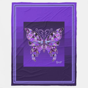 Purple Butterfly 31 Fleece Blanket