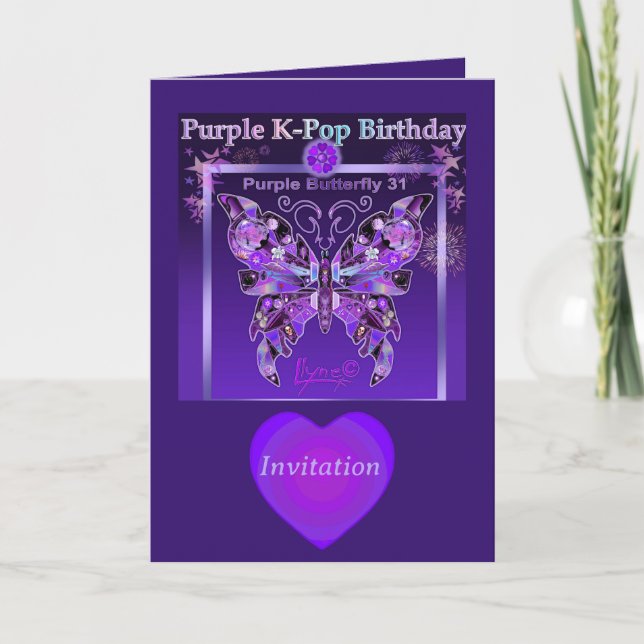 Purple Butterfly 31 invitation (Front)