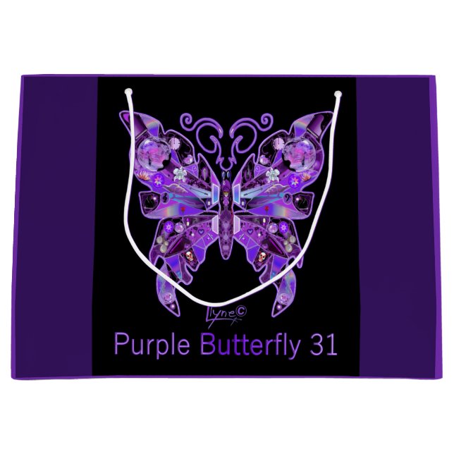 Purple Butterfly 31 Large Gift Bag (Front)