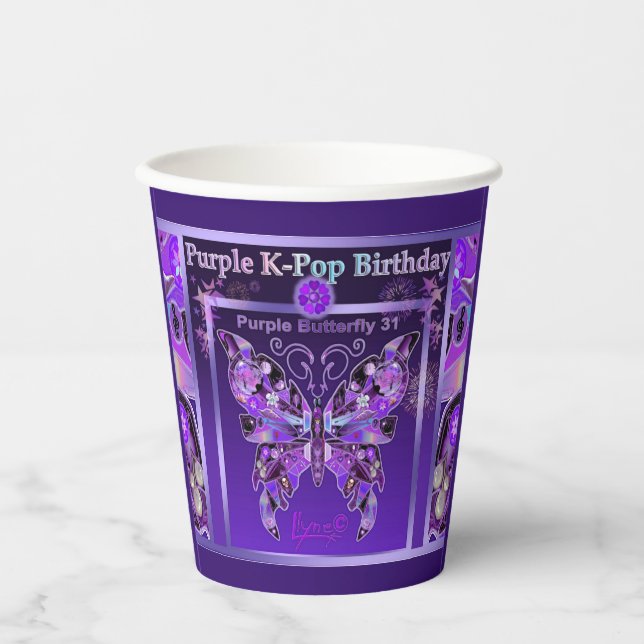 Purple Butterfly 31 Paper Cups (Front)