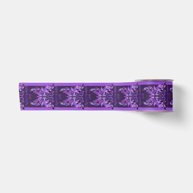Purple Butterfly 31  Satin Ribbon (Front)