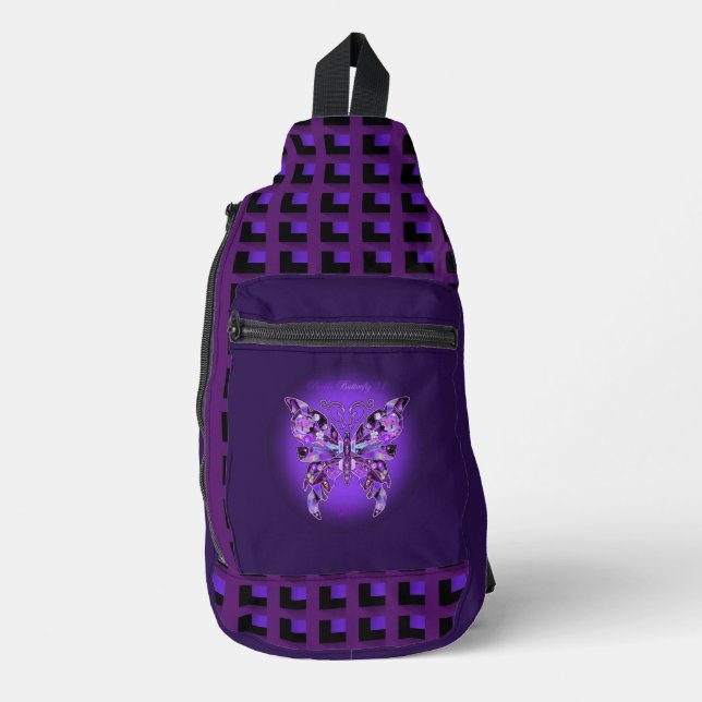purple butterfly 31 sling bag (Front)