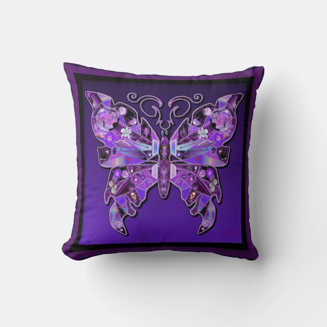 Purple Butterfly 31 Throw Pillow (Front)