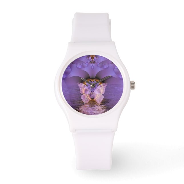 Purple Butterfly Abstract Watch (Front)