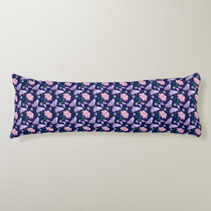 Purple Butterfly and Pink Floral Pattern Body Pillow