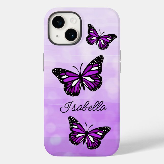 Purple Butterfly and Your Name Personalized    Case-Mate iPhone Case (Back)