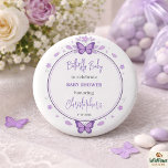 Purple Butterfly Baby Girl Baby Shower  1 Inch Round Button<br><div class="desc">Cute purple butterfly baby girl baby shower buttons. Perfect as party favors, keepsakes, or fun accessories for your celebration! Add a whimsical touch to your baby girl celebration with these adorable purple butterfly baby shower buttons! Perfect as party favors, keepsakes, or fun accessories for guests, these cute buttons feature charming...</div>
