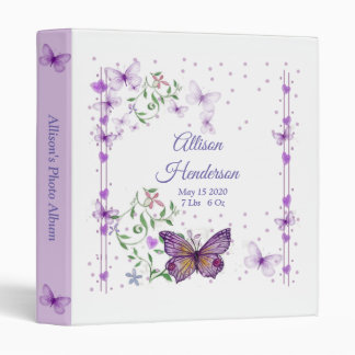 Purple Butterfly Baby Girl Photo Album Binder