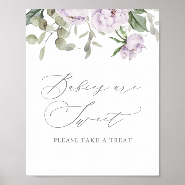 Purple Butterfly Baby Shower Babies Are Sweet Poster (Front)