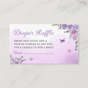 Purple Butterfly Baby Shower Diaper Raffle Ticket Enclosure Card