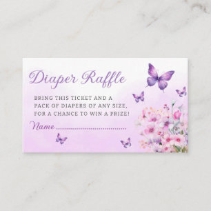 Purple Butterfly Baby Shower Diaper Raffle Ticket  Enclosure Card
