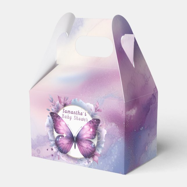 Purple Butterfly Baby Shower   Favor Box (Front Side)