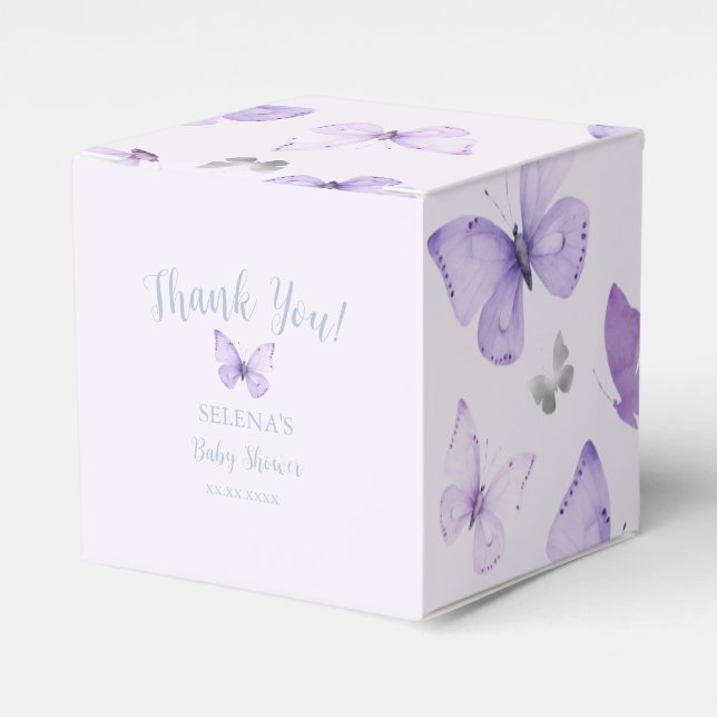 Purple Butterfly Baby Shower Favour Box (Front Side)