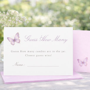 Purple Butterfly Baby Shower Guess How Many Card