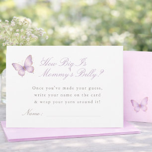 Purple Butterfly Baby Shower Mommy's Belly Card