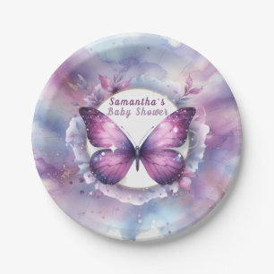 Purple Butterfly Baby Shower   Paper Plate