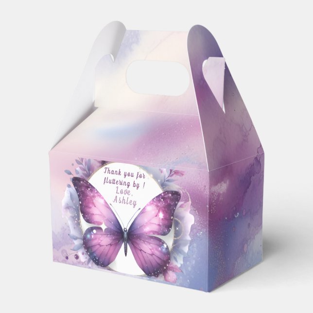 Purple Butterfly Baby Shower  Thank you Favor Box (Front Side)