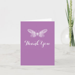 Purple Butterfly Bat Mitzvah Thank You Card