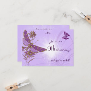 Purple Butterfly Birthday RSVP Invitation Card