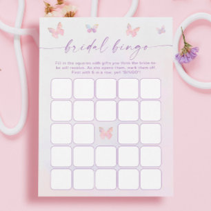 Purple Butterfly Bridal Shower Bingo Game Card