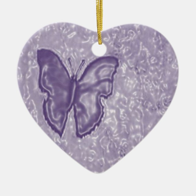 Purple Butterfly Ceramic Ornament (Front)