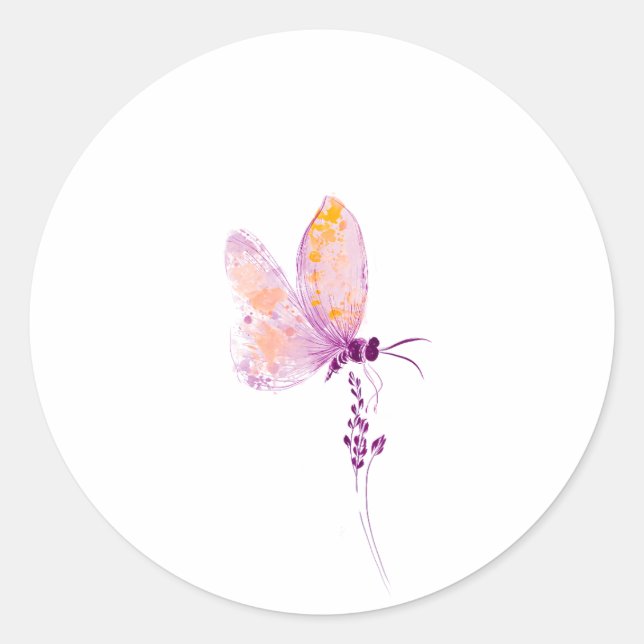 Purple butterfly  classic round sticker (Front)