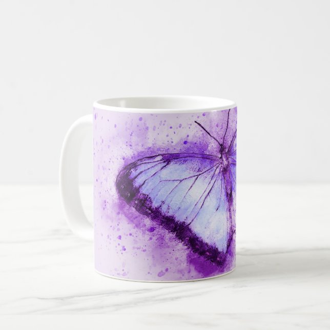 Purple Butterfly Coffee Mug (Front Left)