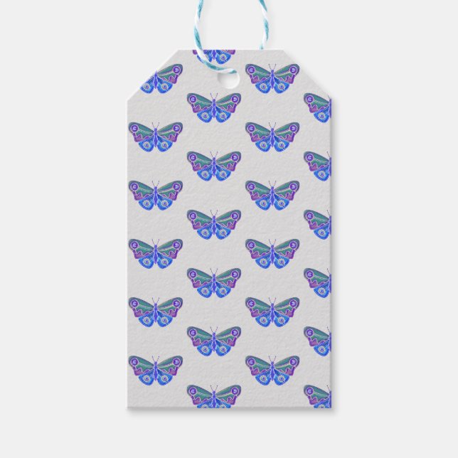 Purple Butterfly Drawing Gift Tags (Front)