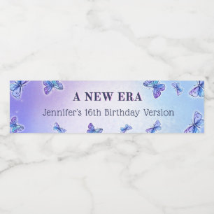 Purple Butterfly Eras Birthday Party Water Bottle  Water Bottle Label