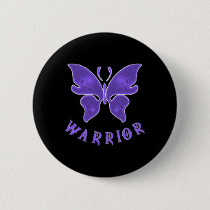 Purple Butterfly Fibro Migraine Lupus Warrior Awar 2 Inch Round Button