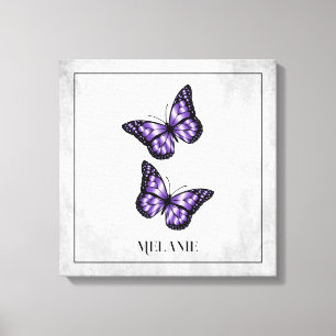 Purple Butterfly Floral Canvas Print