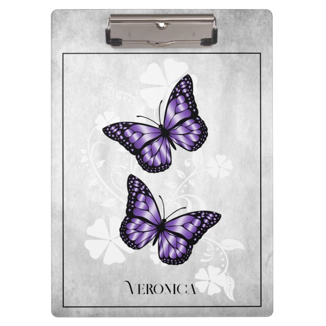 Purple Butterfly Floral Clipboard (Front)